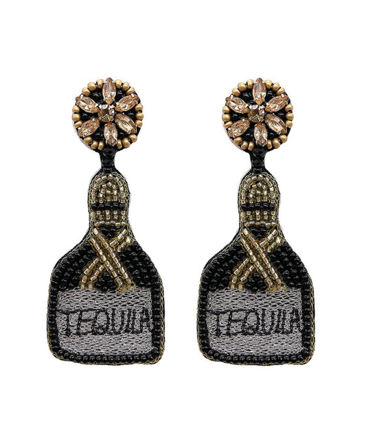 Liquor Bottle Seed Bead Earring