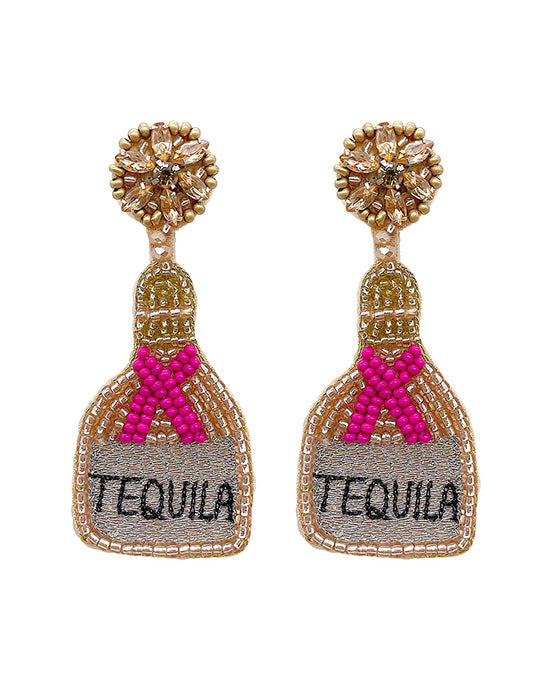 Liquor Bottle Seed Bead Earring