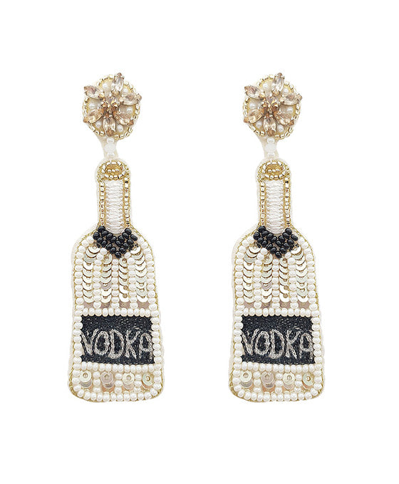 Liquor Bottle Seed Beaded Earring