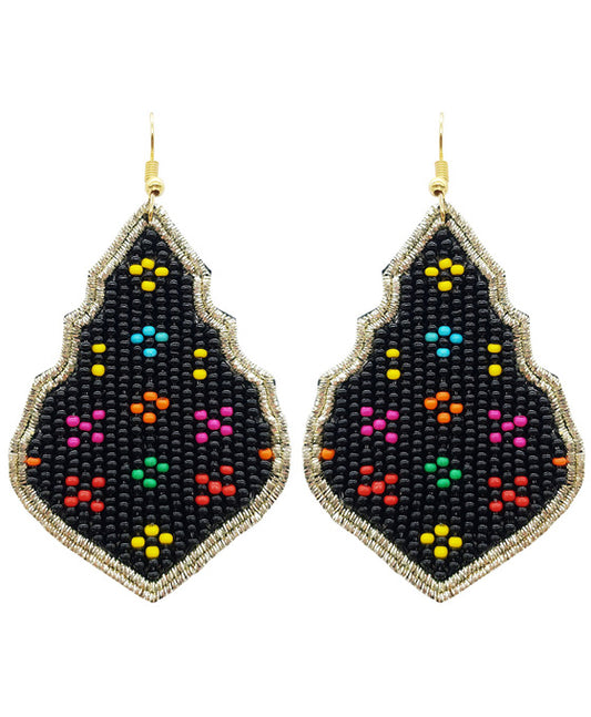 Seed Bead Decorated Teardrop Earring