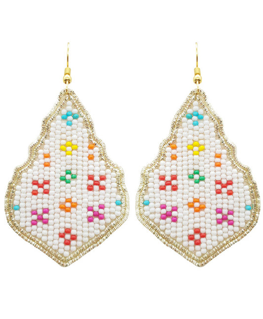 Seed Bead Decorated Teardrop Earring