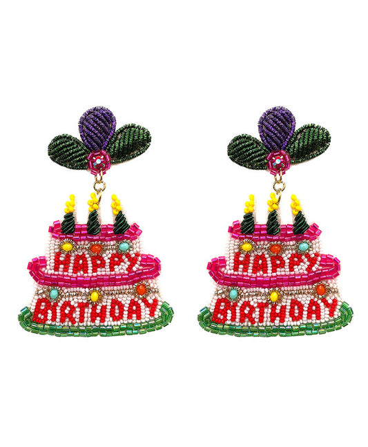 Birthday Cake Beaded Earring