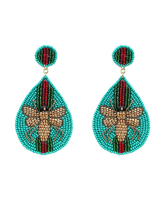 Bee Seed Bead Teardrop Earring