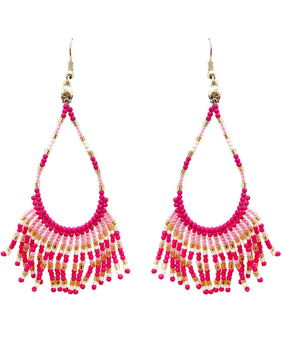 Seed Beaded Teardrop w/ Tassel Earring