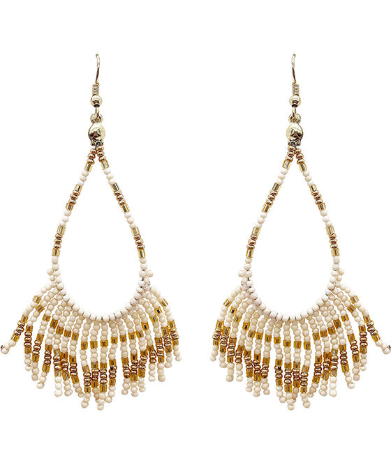 Seed Beaded Teardrop w/ Tassel Earring