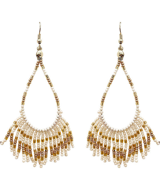 Seed Beaded Teardrop w/ Tassel Earring