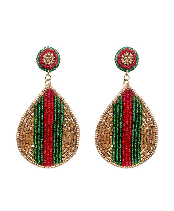 Stripe Pattern Teardrop Earring