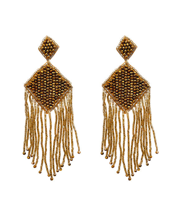 Beaded Tassel Post Earring