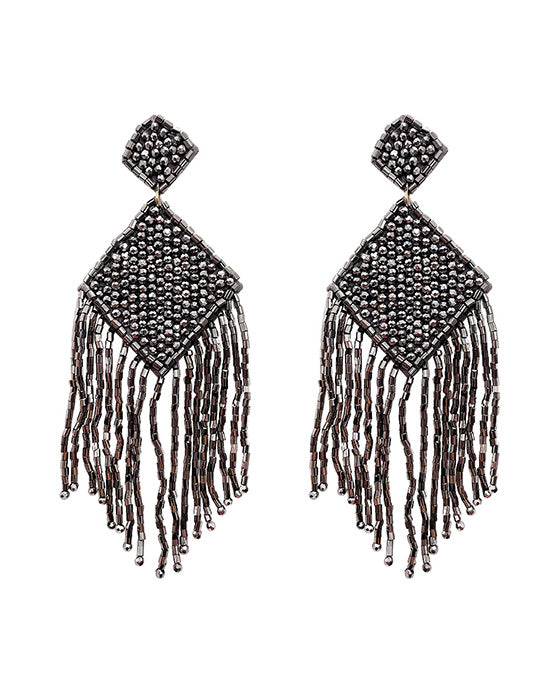 Beaded Tassel Post Earring