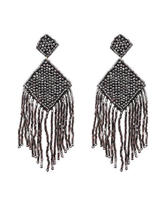 Beaded Tassel Post Earring