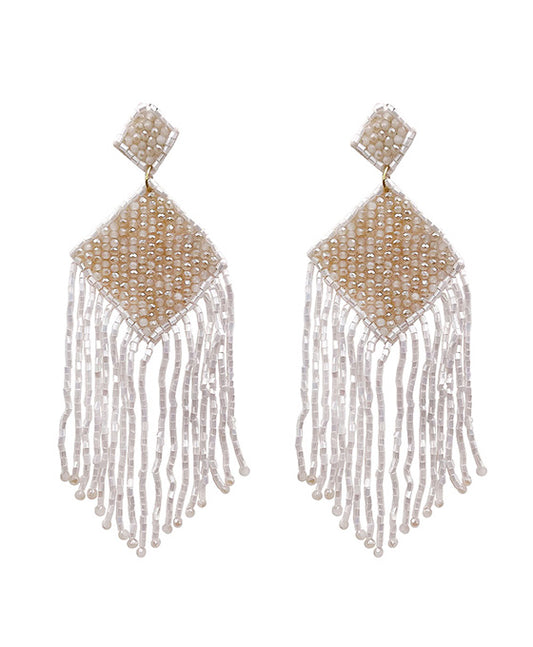 Beaded Tassel Post Earring