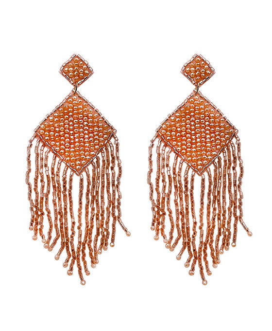 Beaded Tassel Post Earring