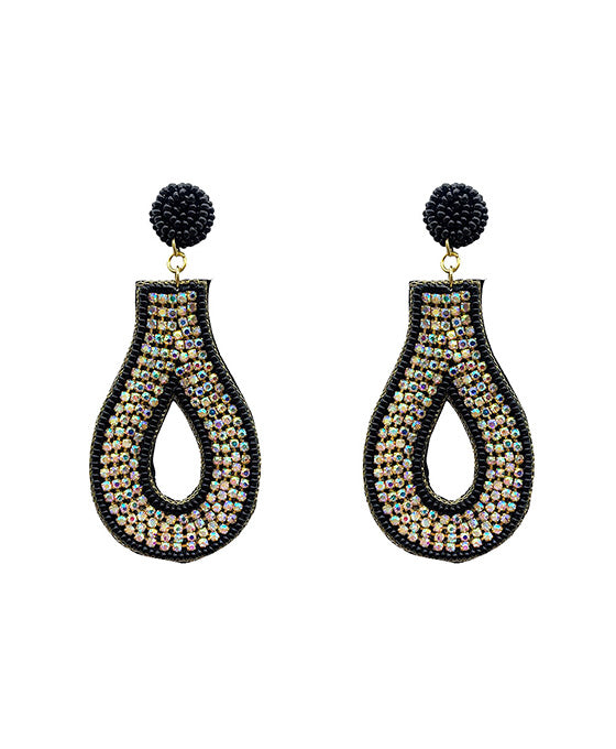 Beaded Geo Shape w/ AB Stone Earring