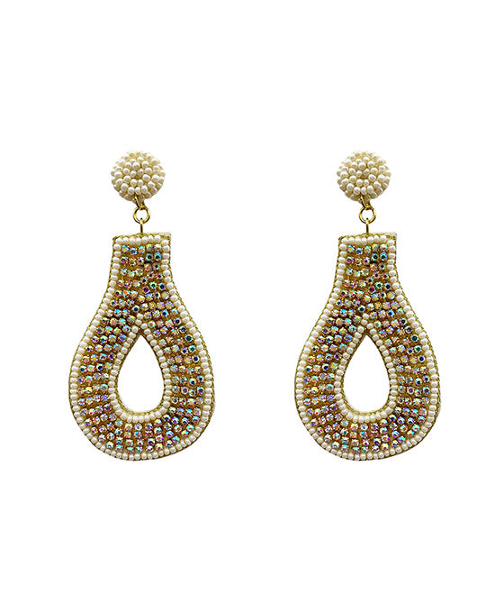 Beaded Geo Shape w/ AB Stone Earring