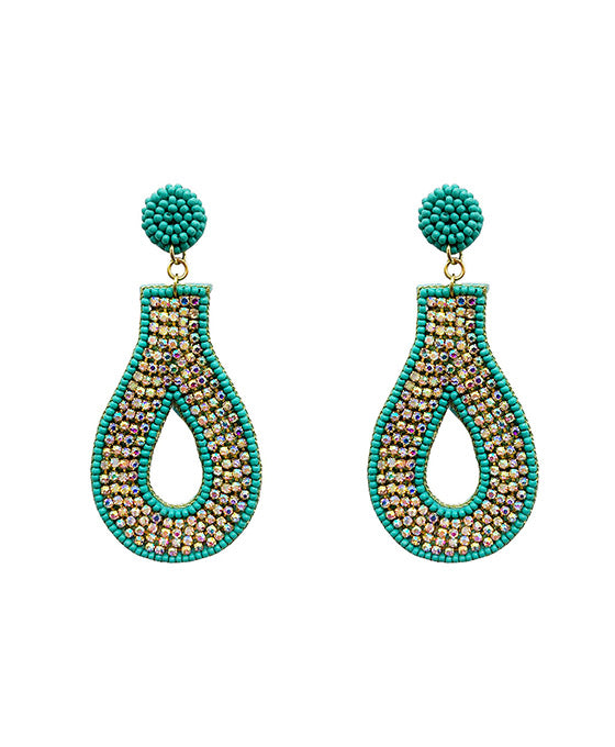 Beaded Geo Shape w/ AB Stone Earring