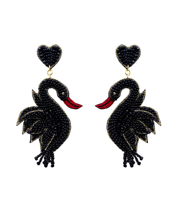 Beaded Swan Earring