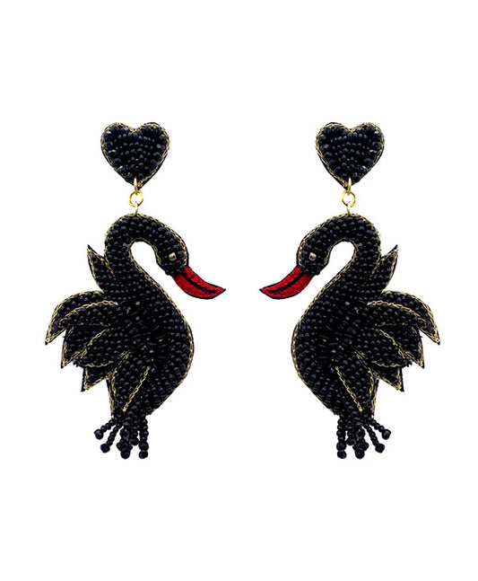 Beaded Swan Earring