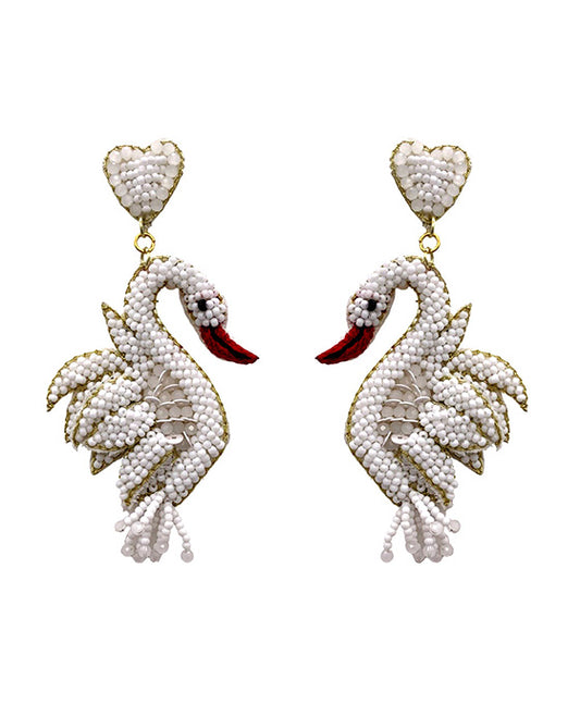 Beaded Swan Earring