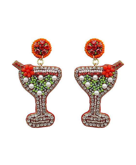 Beaded Cocktail Stone Earring