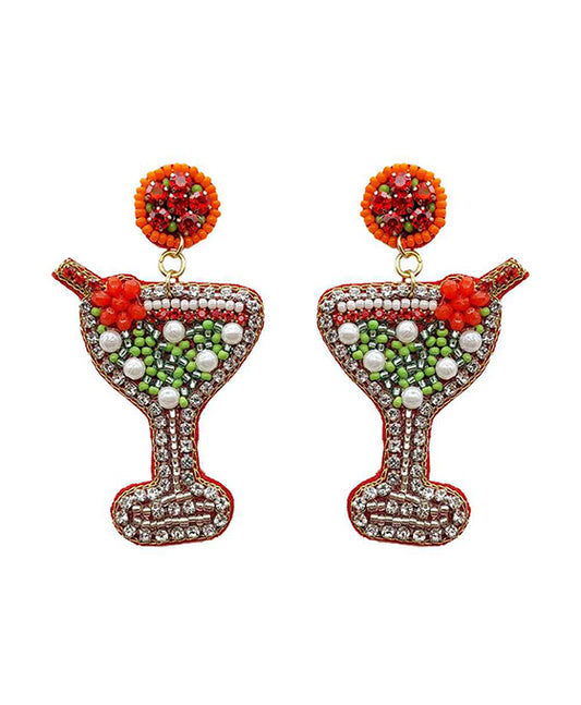 Beaded Cocktail Stone Earring