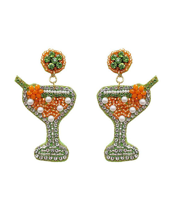 Beaded Cocktail Stone Earring