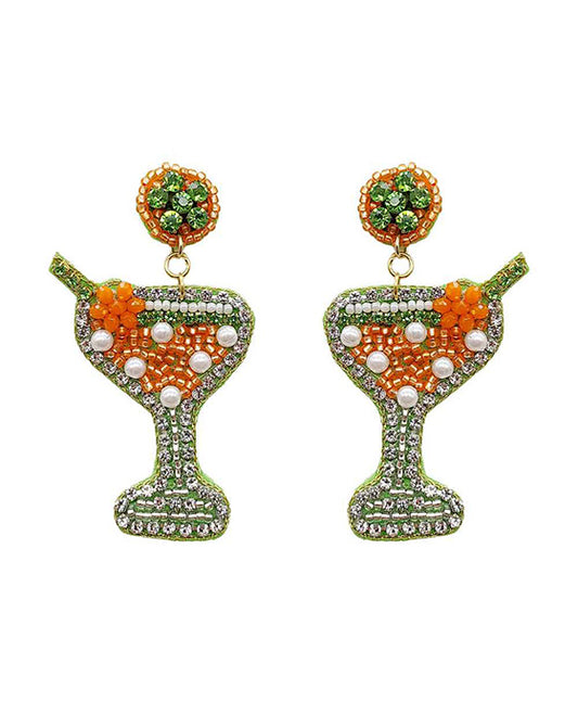 Beaded Cocktail Stone Earring