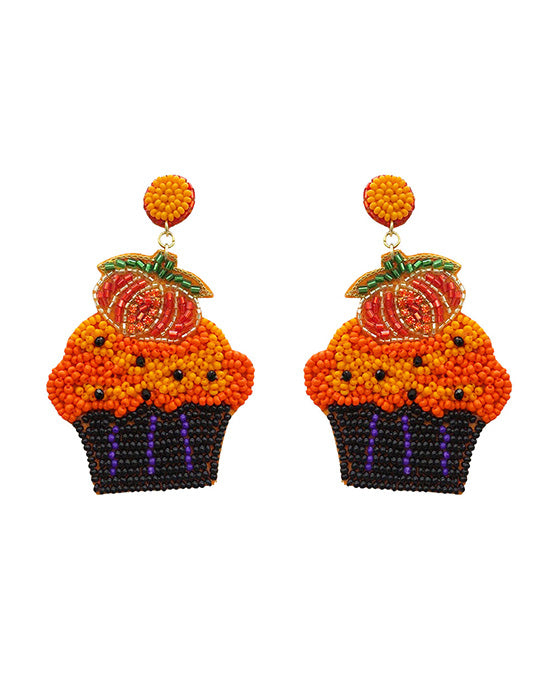 Halloween Pumpkin Cupcake Earring