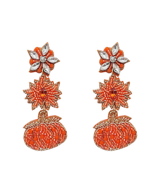 Beaded Pumpkin Earring