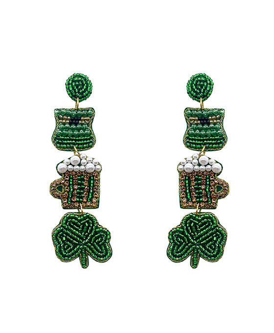 Beaded St Patrick's Earring