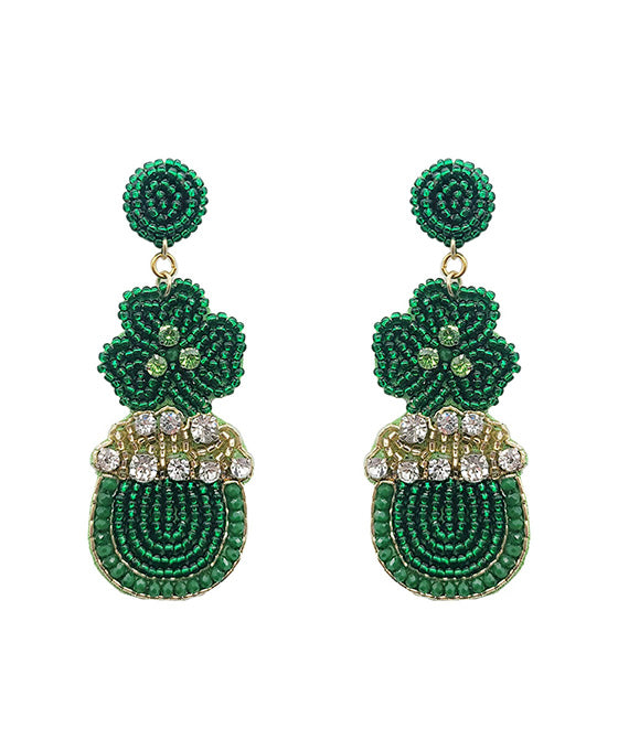 Beaded St Patrick's Earring