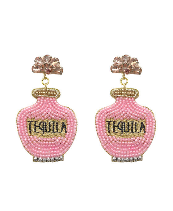 Beaded Tequila w/ Stone Post Earring