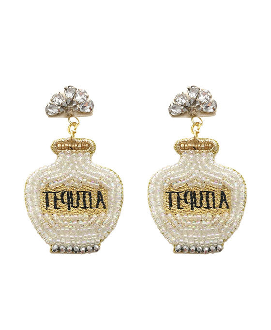 Beaded Tequila w/ Stone Post Earring