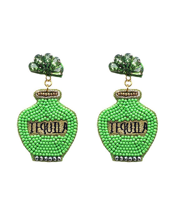 Beaded Tequila w/ Stone Post Earring