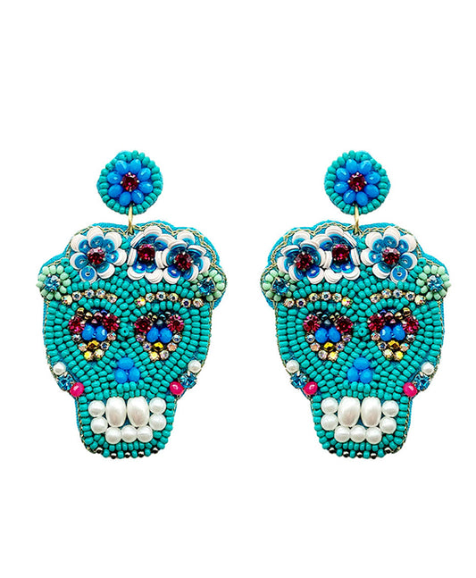 Halloween Sugar Skull Beaded Earring