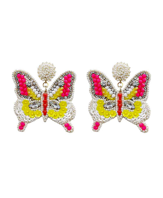 Beaded Butterfly Stone Earring