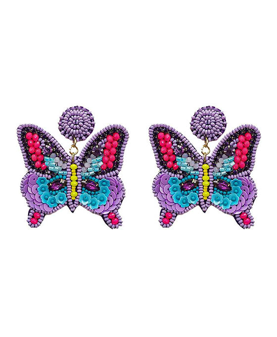 Beaded Butterfly Stone Earring