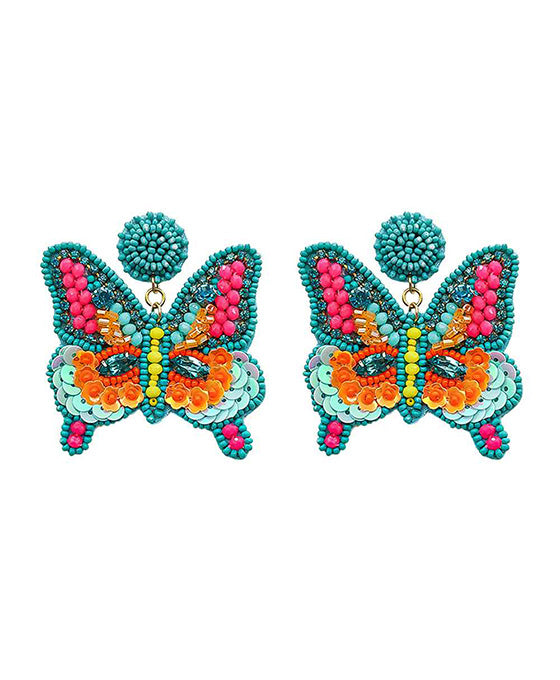 Beaded Butterfly Stone Earring