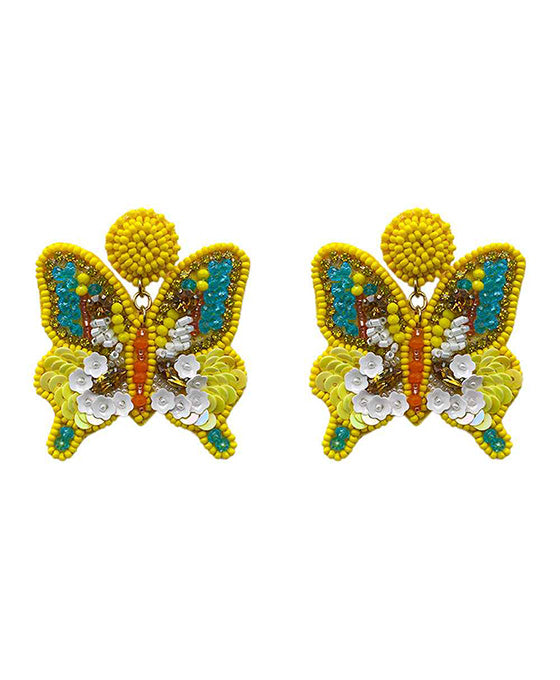 Beaded Butterfly Stone Earring