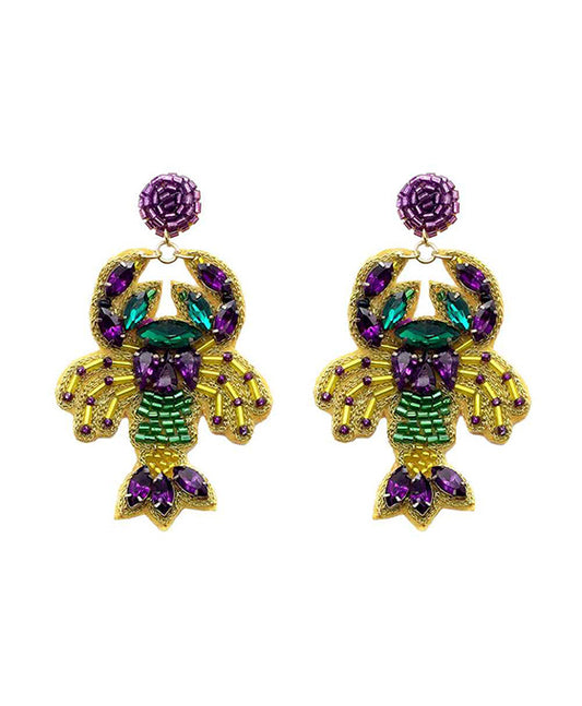 Beaded Lobster Stone Earring