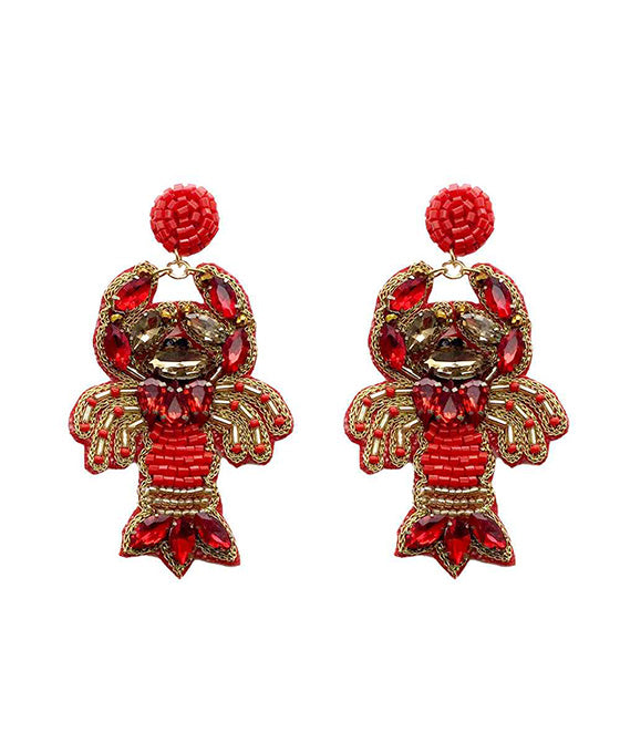 Beaded Lobster Stone Earring