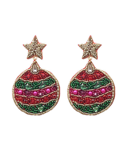 Beaded Mirror Ball Earring