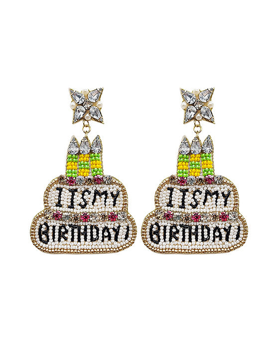 Beaded Birthday Cake Stone Earring