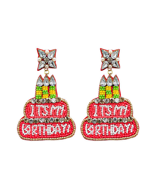 Beaded Birthday Cake Stone Earring