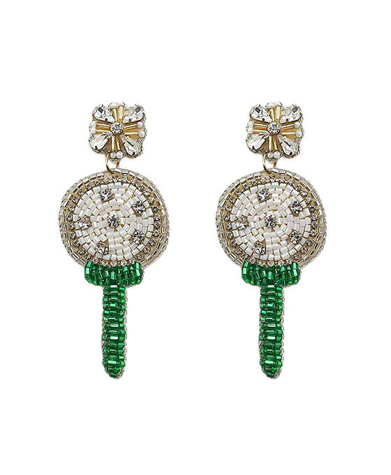 Beaded Golf Ball & Tee Stone Earring