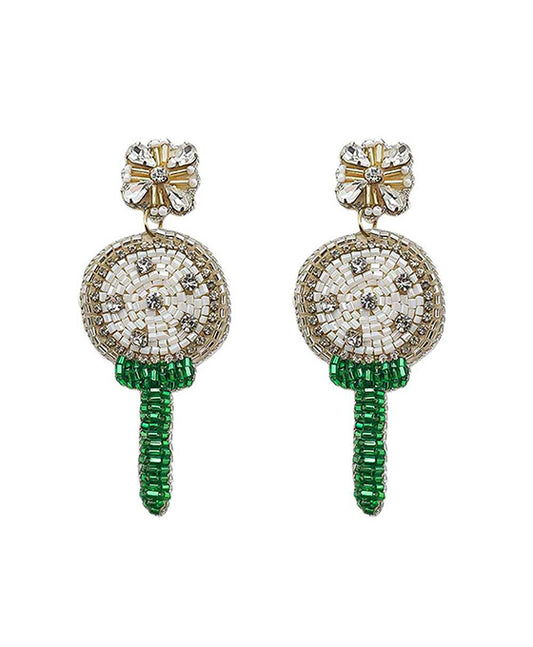 Beaded Golf Ball & Tee Stone Earring