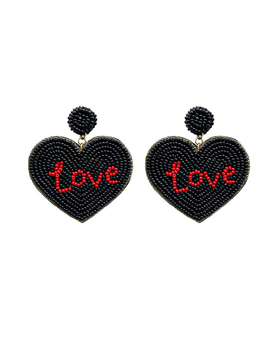 Beaded Love Heart Post Earring