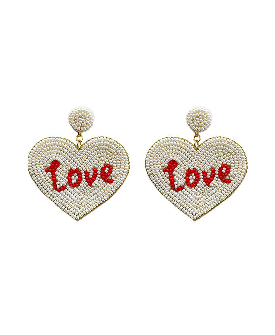 Beaded Love Heart Post Earring