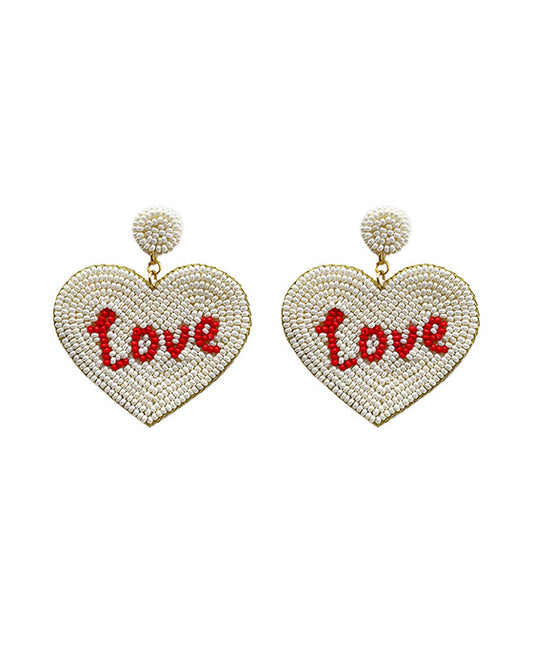 Beaded Love Heart Post Earring