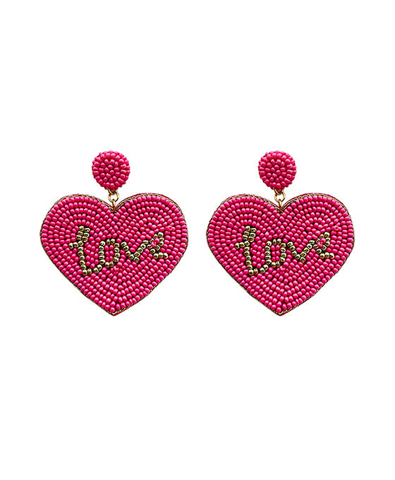 Beaded Love Heart Post Earring