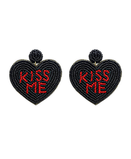 Beaded Kiss Me Heart Post Earring